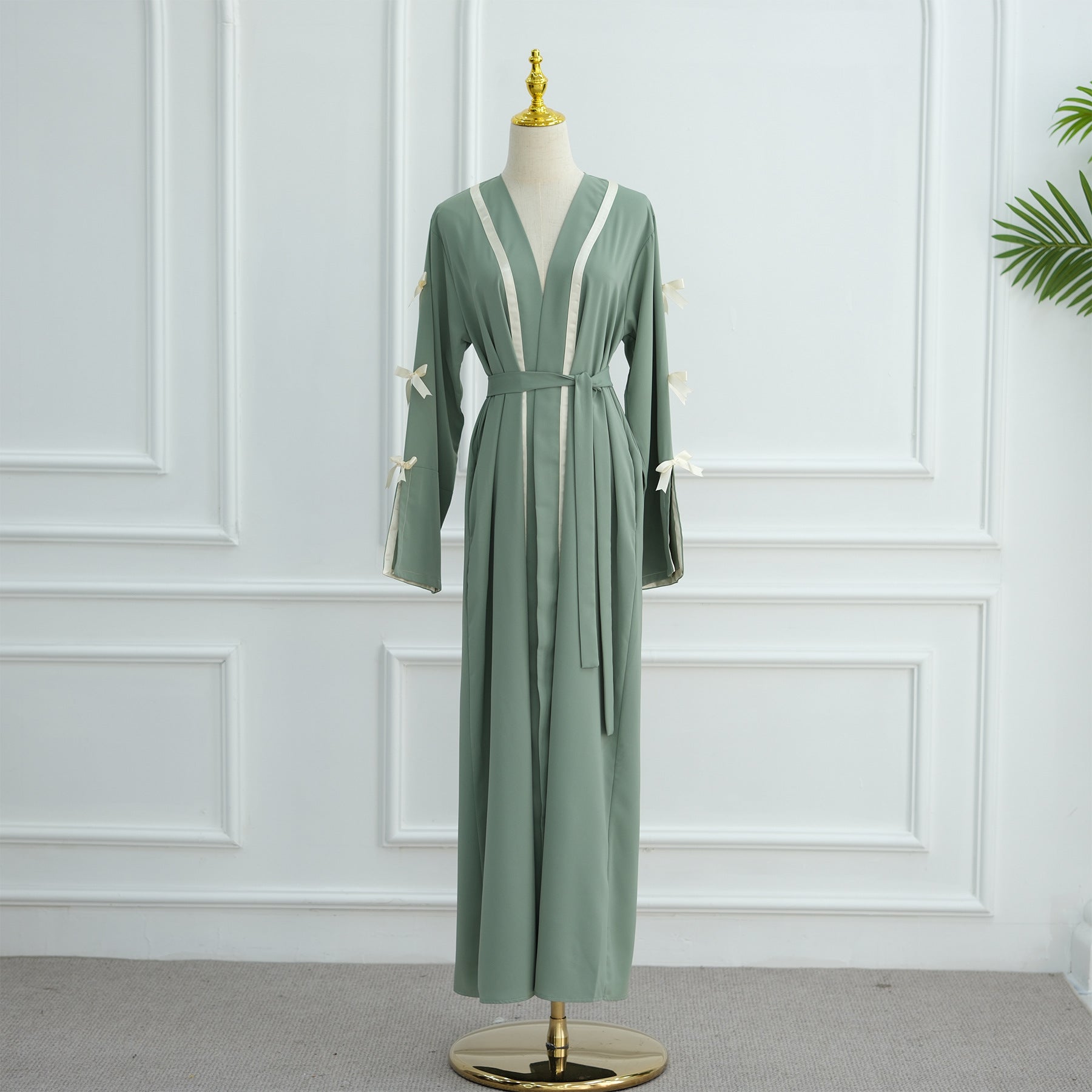 Modest Open Kimono Style with Bowknots