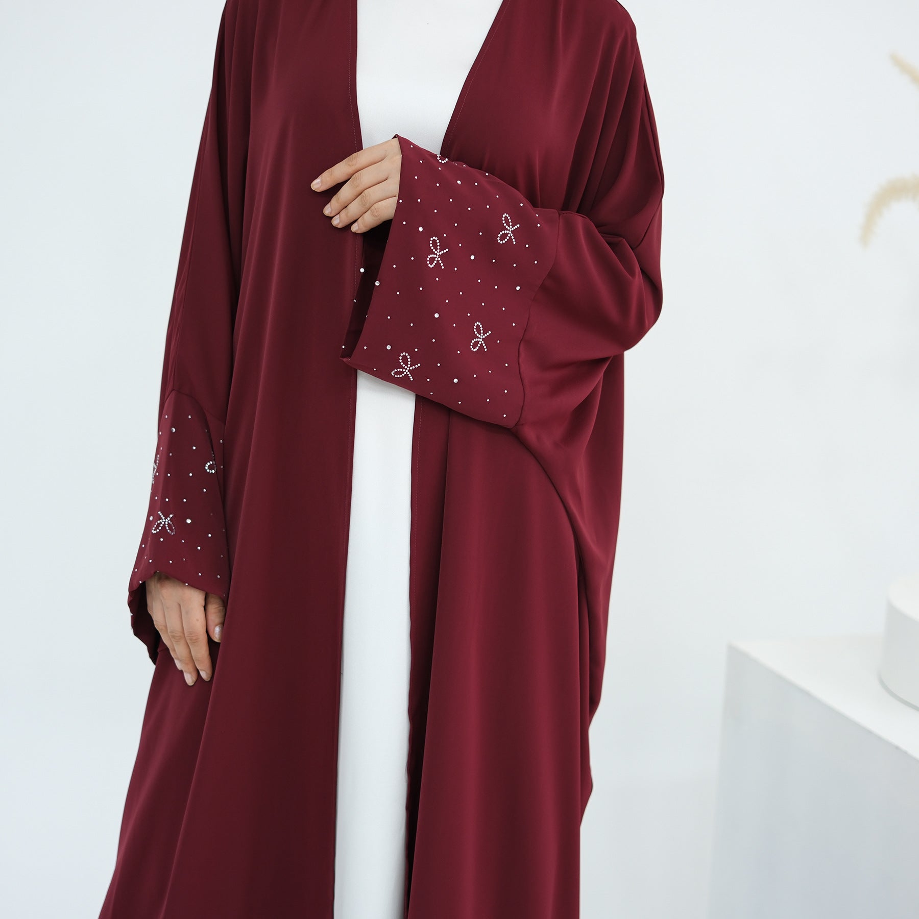 Beaded Bow Cardigan Abaya