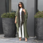 Army Green Cardigan Bat Sleeve Abaya