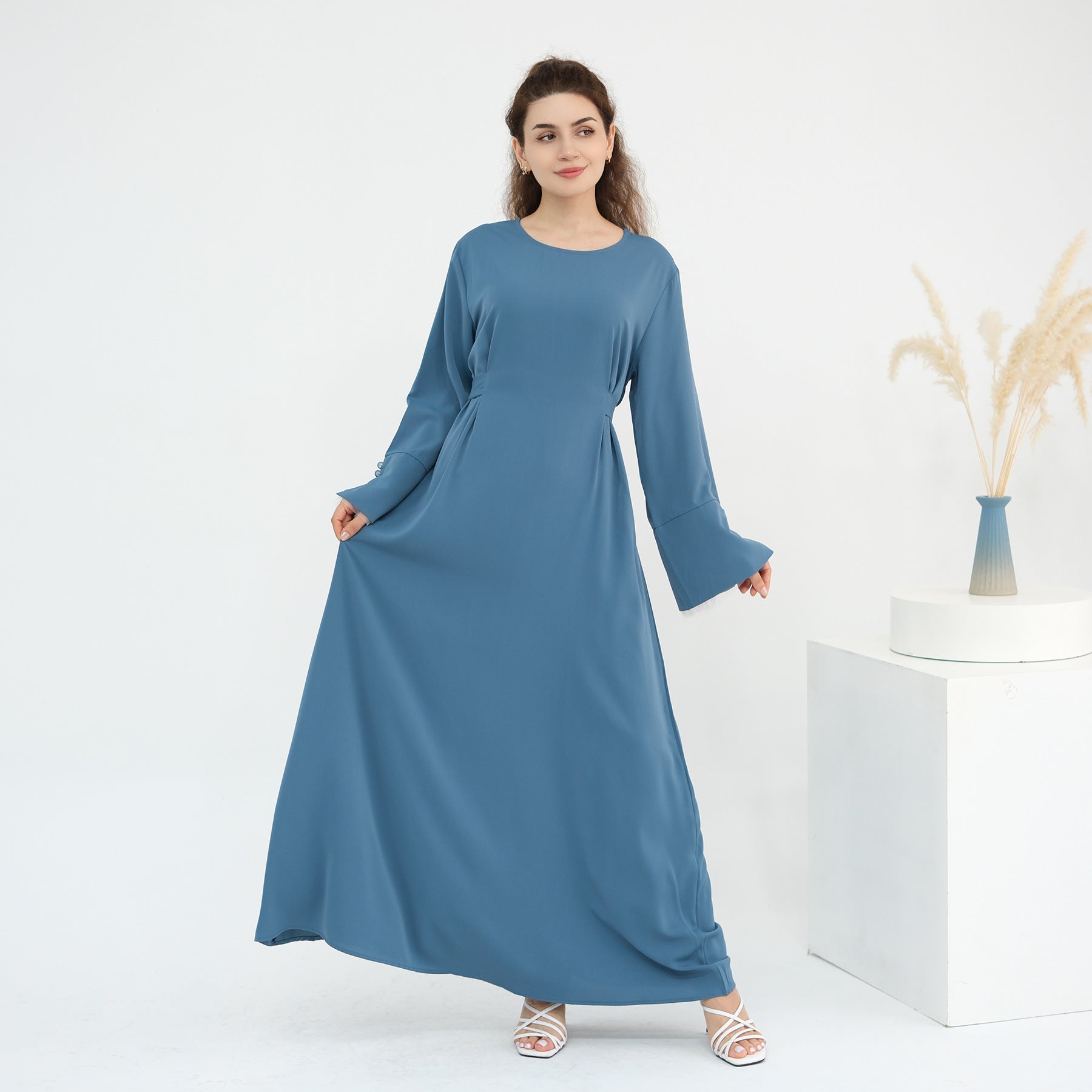 Elegant Collarless Maxi Dress