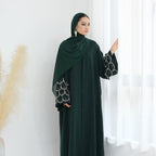 Solid Color Beaded Embroidered Cardigan Abaya