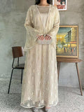 2 Pcs Rose Lace Loose Abaya