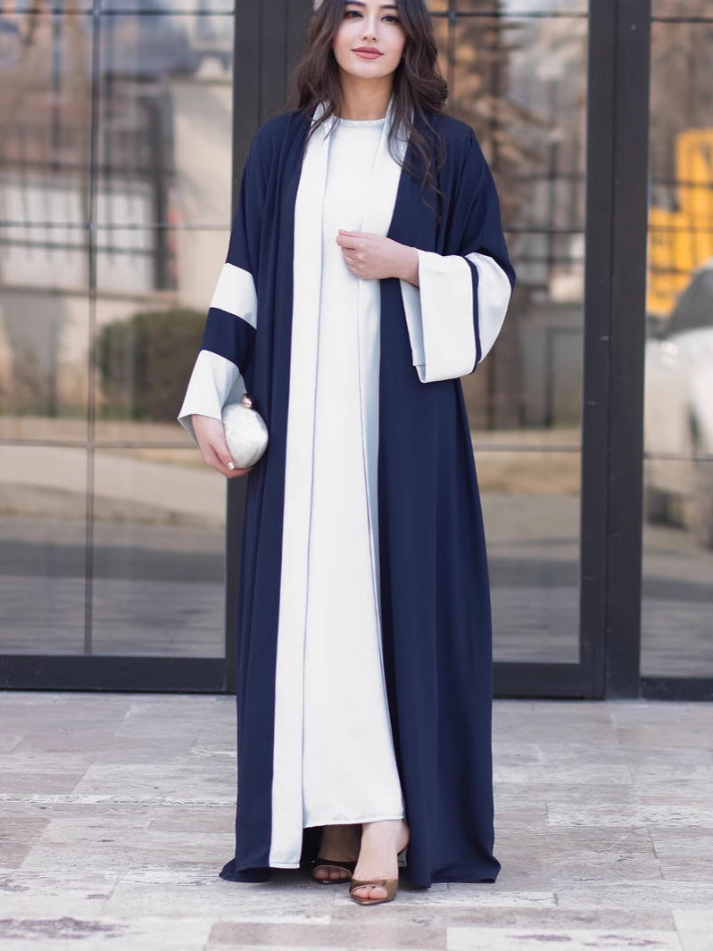 Simple Plain Color-blocked Abaya
