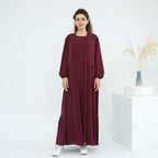 Solid Color Ruffled Two-Piece Abaya