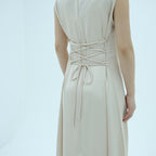 Sleeveless Dress with Back Waist Belt