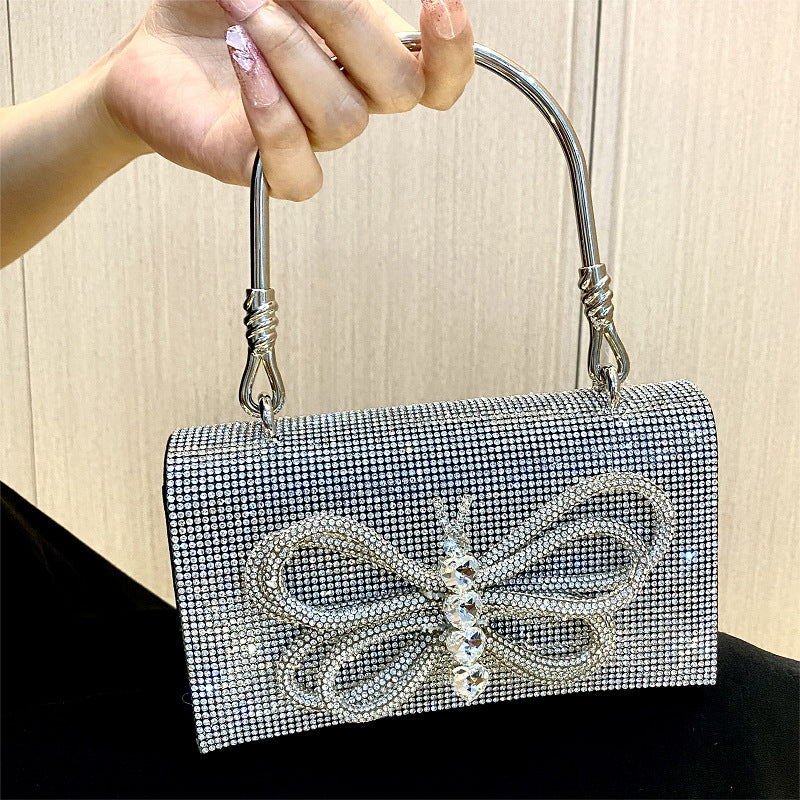 Rhinestone Bow Tote Dinner Handbag