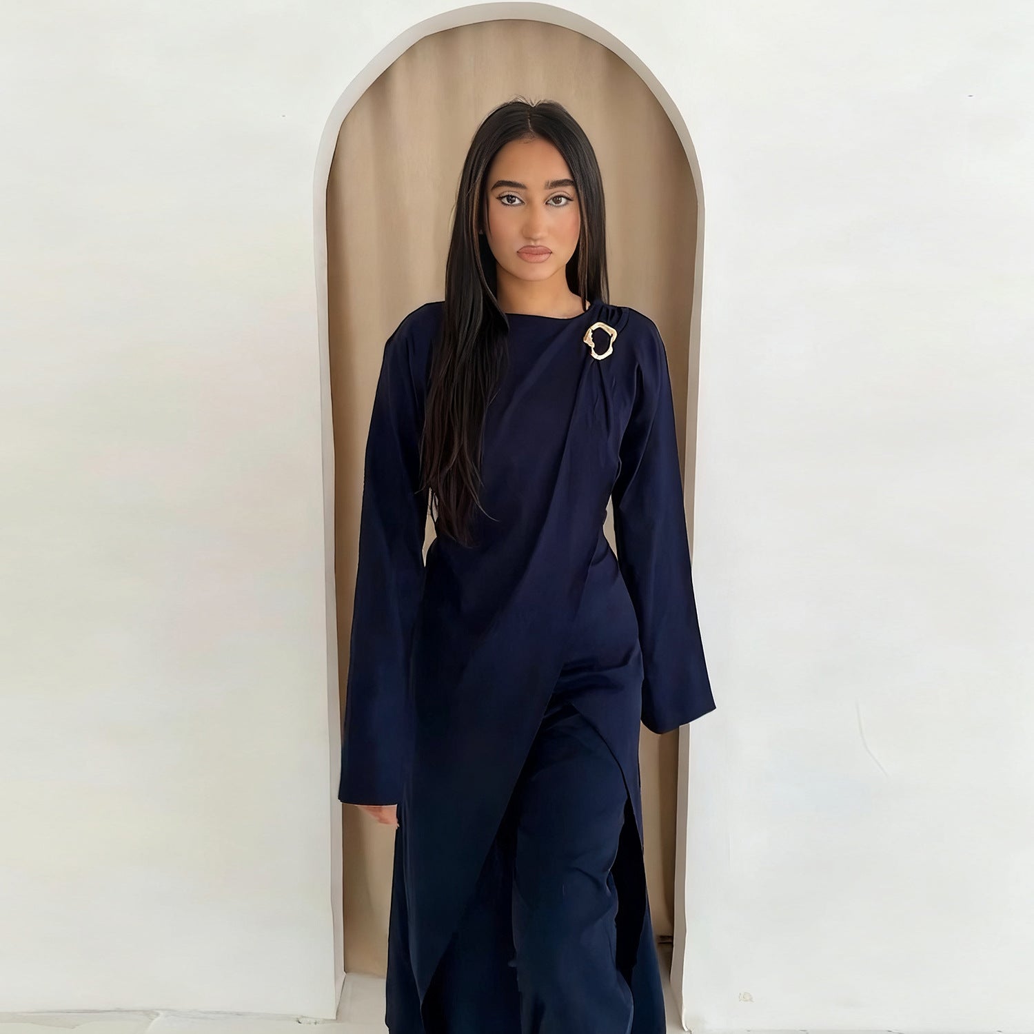 Solid Color Fashion Two-Piece Abaya