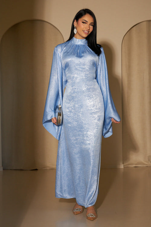 فستان ماكسي أنيق بلون سادة 