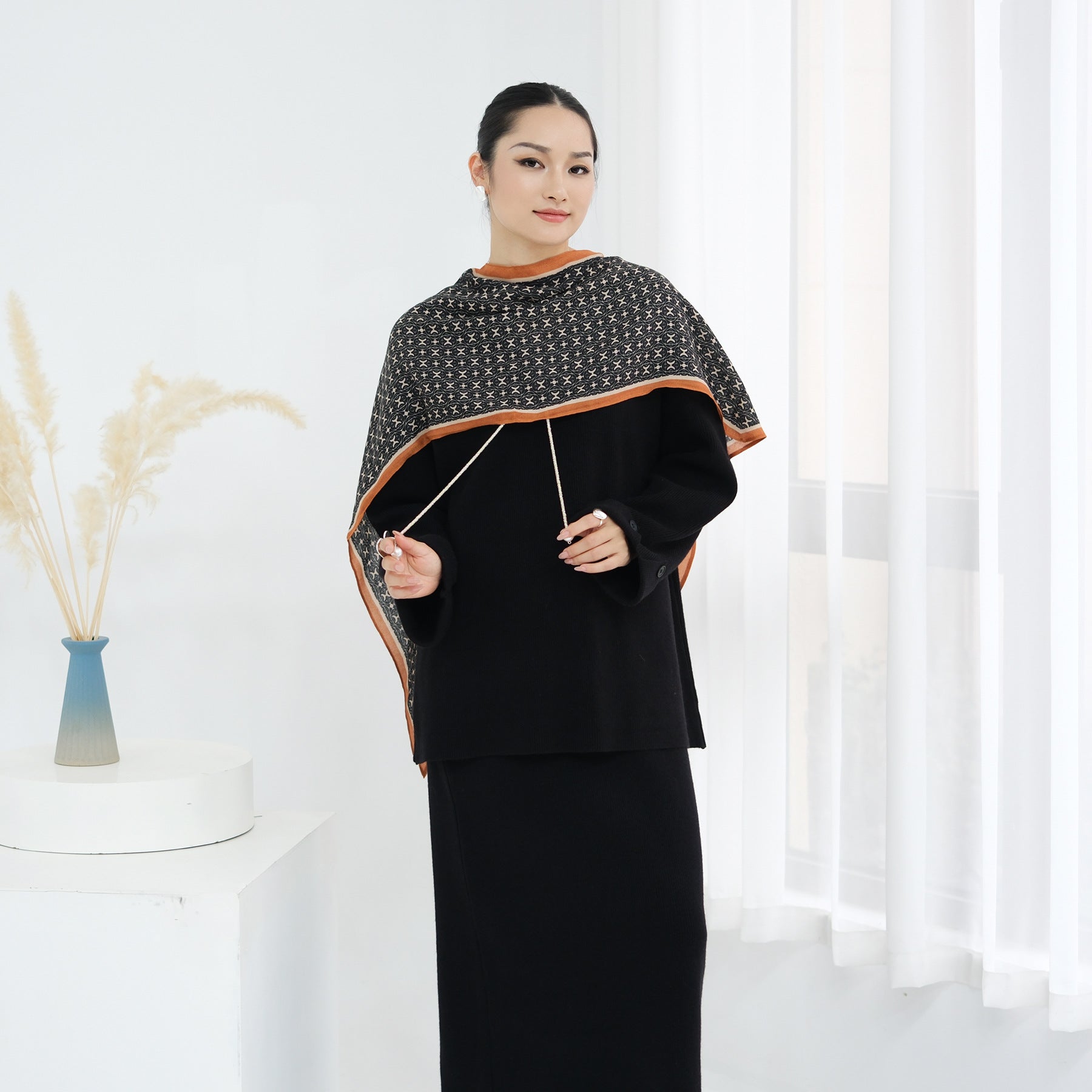 Autumn and Winter Thickened Knitted Abaya Set
