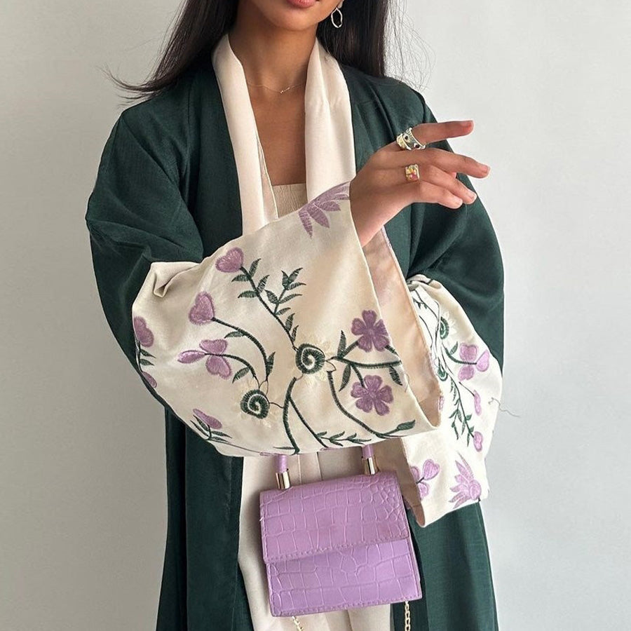 Deep Green Embroidered Abaya