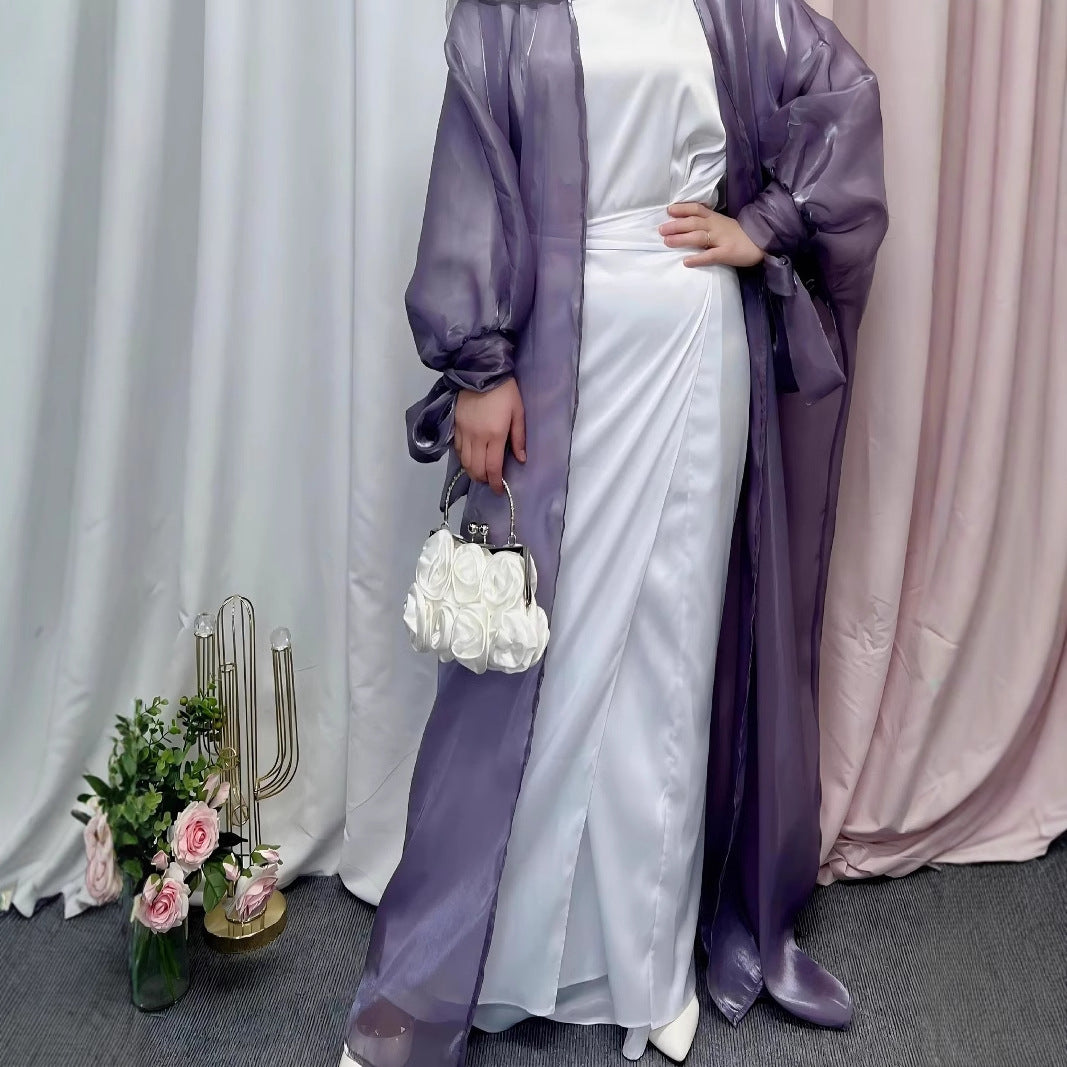 عباية نسائية أنيقة مفتوحة بأكمام منفوخة