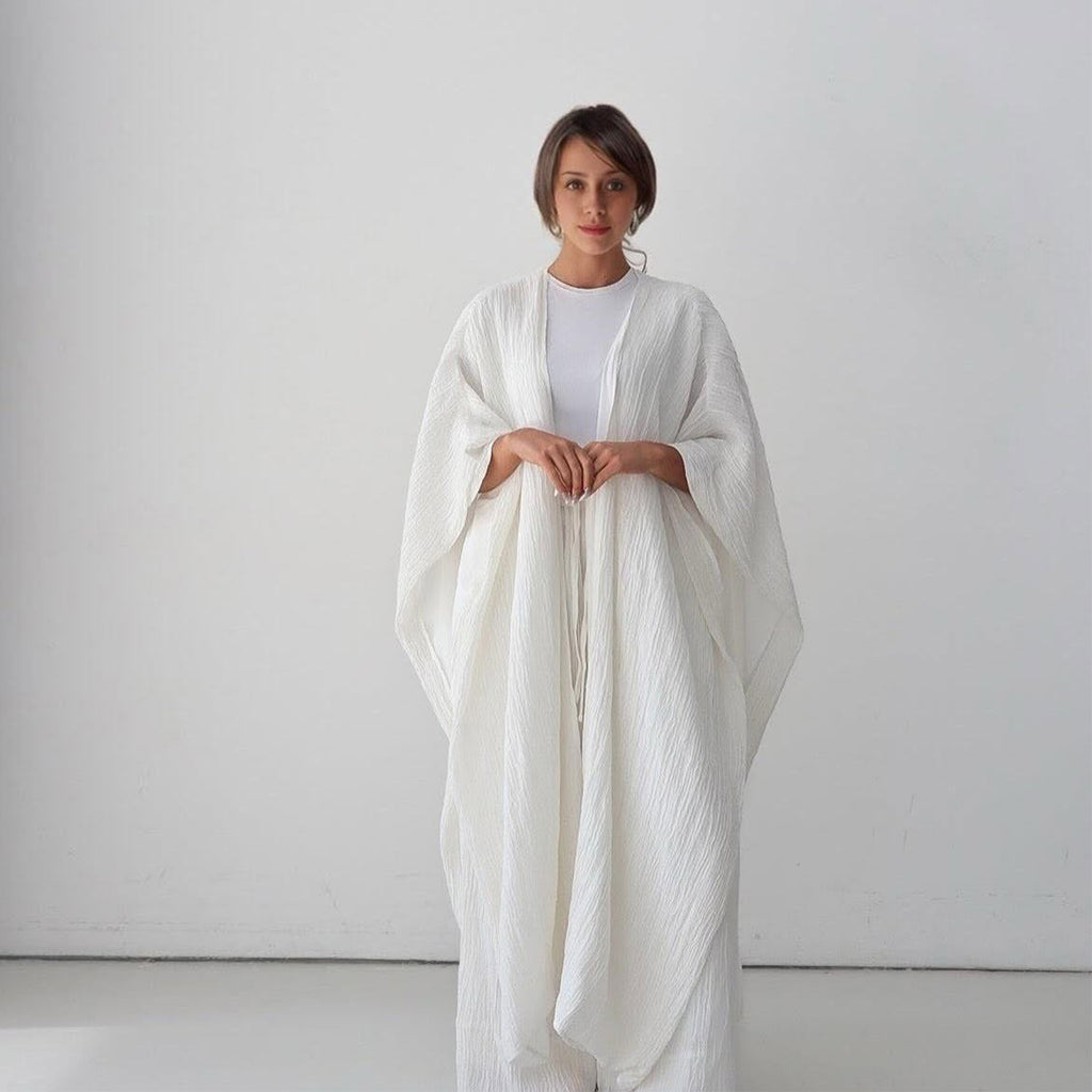 Solid Color Buttoned 2PCS Abaya