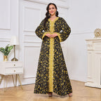 Dark Gold Print Abayas