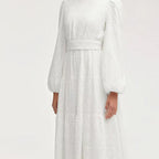 White Embroidered Floral Dress Abaya