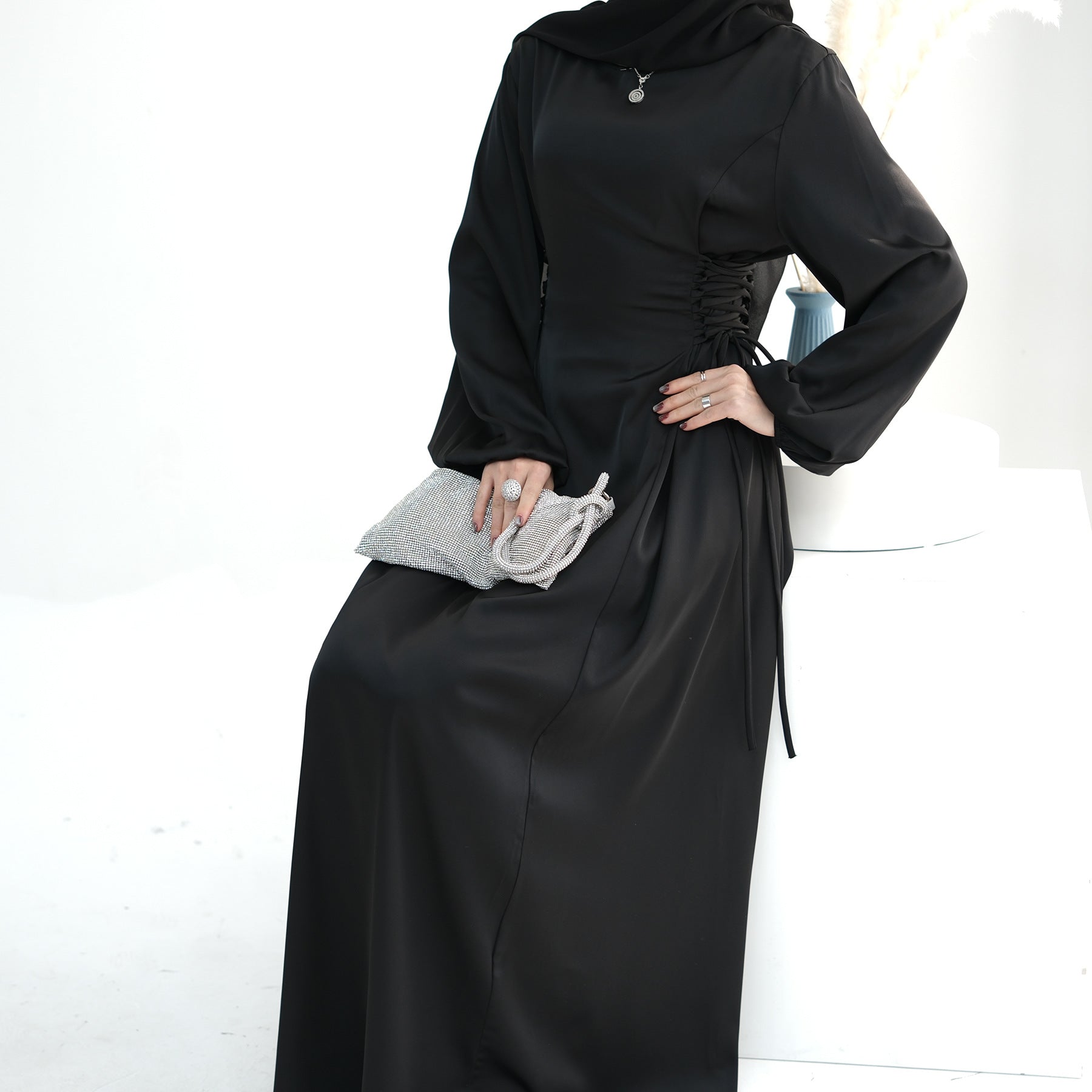 Satin Dress for Women with Hijab