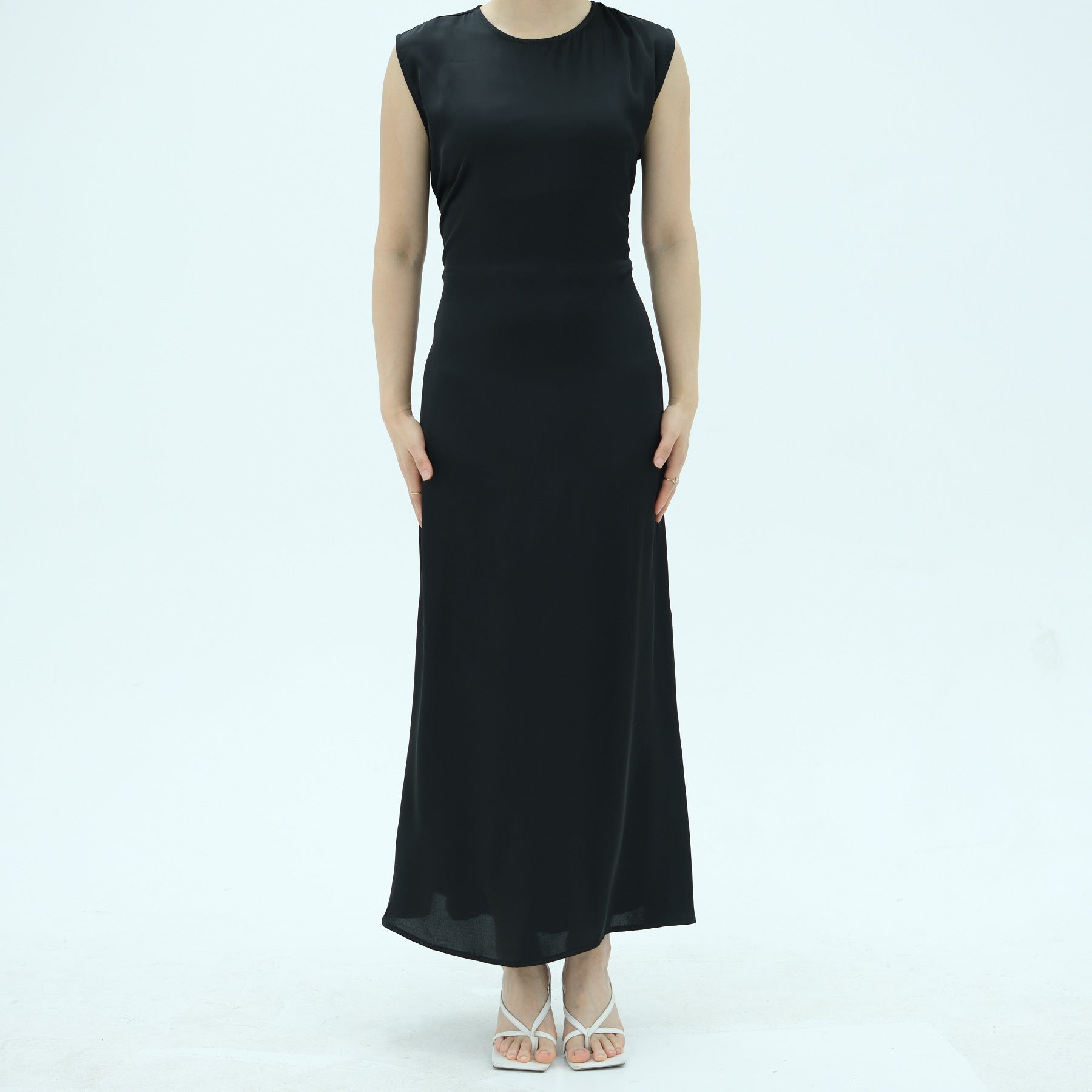 Sleeveless Dress with Back Waist Belt