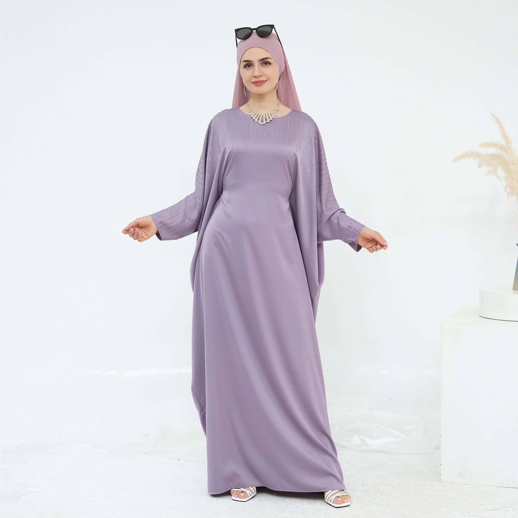 Luxury Rhinestone Embellished Abaya Dress