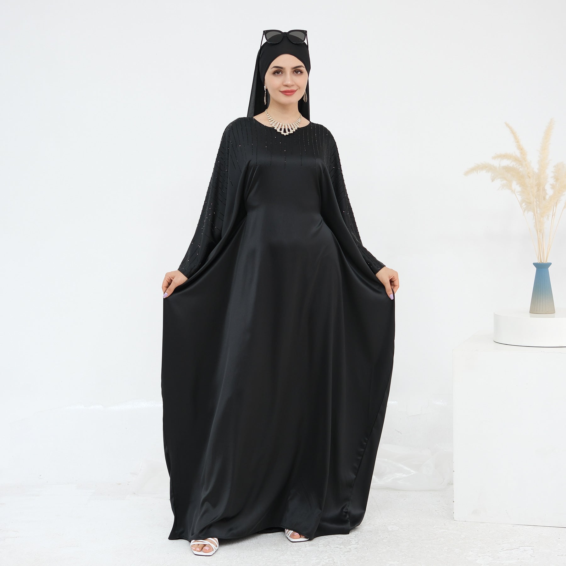 Luxury Rhinestone Embellished Abaya Dress