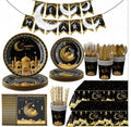Ramadan Full Set Disposable Tableware 136 PCS - Black Gold