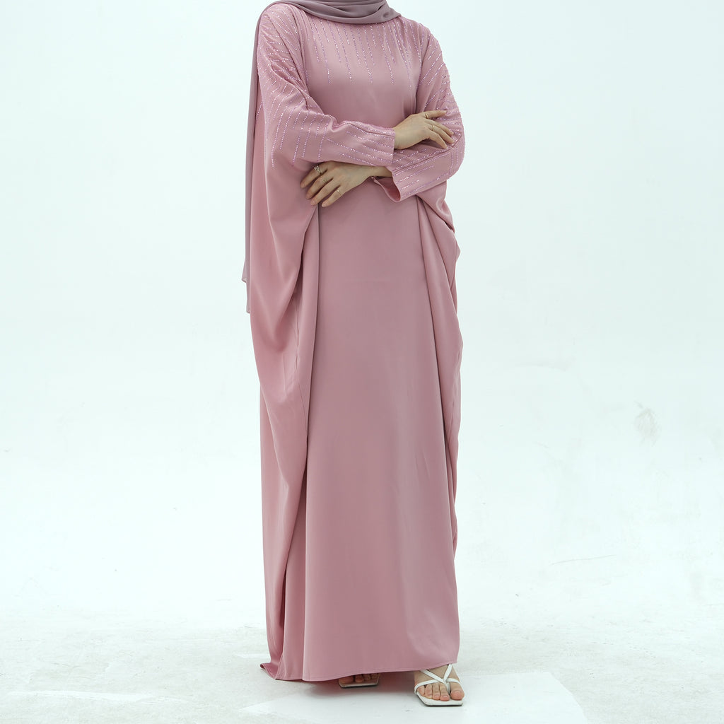 Luxury Rhinestone Embellished Abaya Dress