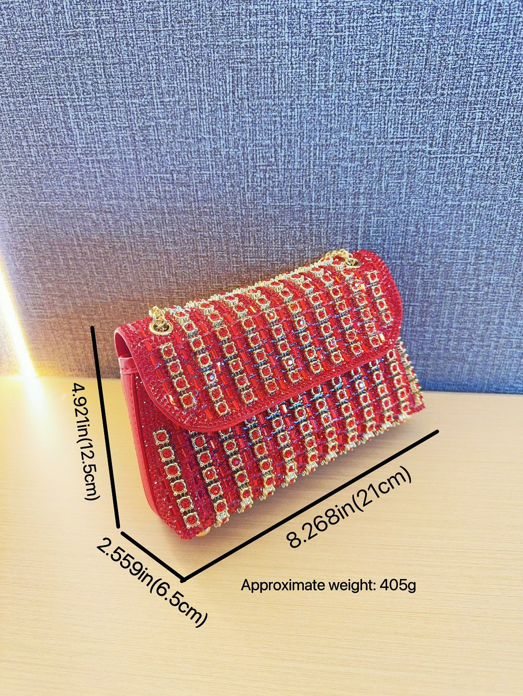 حقيبة يد لامعة مرصعة بأحجار الراين 