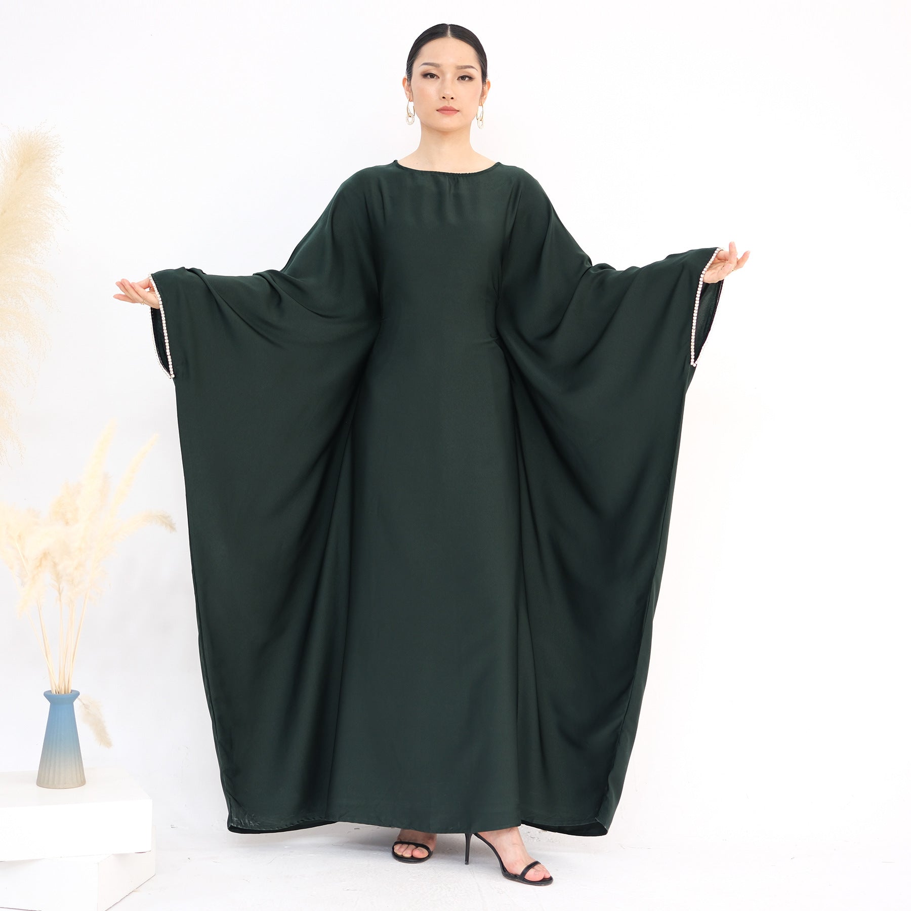Fashion Satin  Butterfly Abaya
