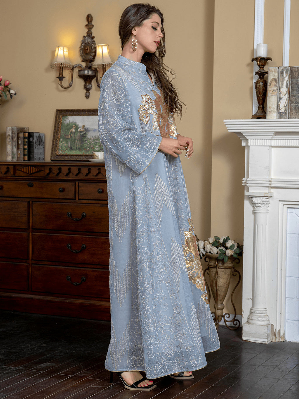 Vintage Floral Fashion Evening Kaftan