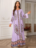 Elegant Purple Floral Kaftan