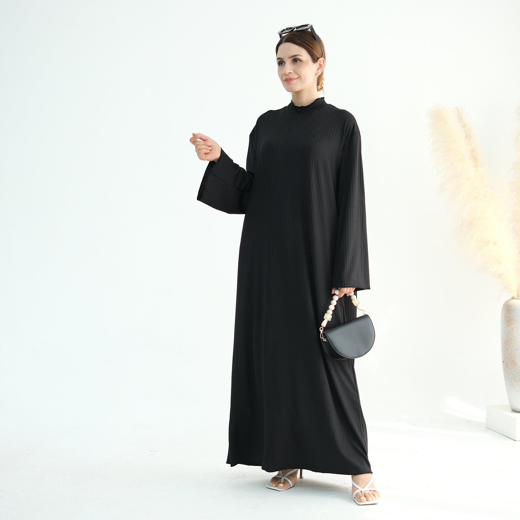 Knit Ribbed Maxi Dress Abaya