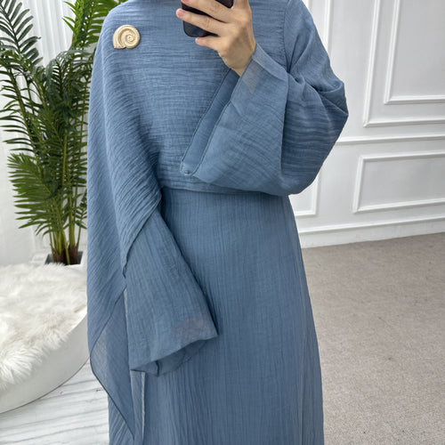 Solid Color Double-Layer Dress Abaya