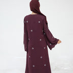 Embroidered Cardigan Abaya with Hijab