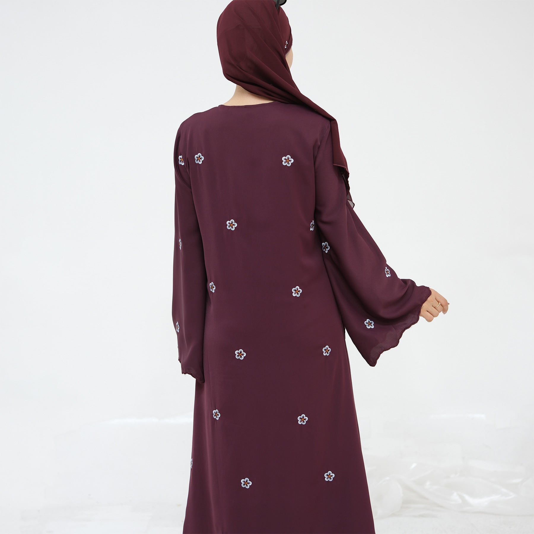 Embroidered Cardigan Abaya with Hijab