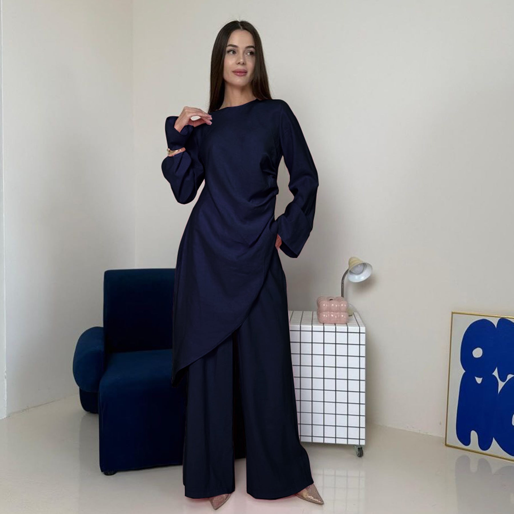 Long Top and Pants Two-Piece Abaya