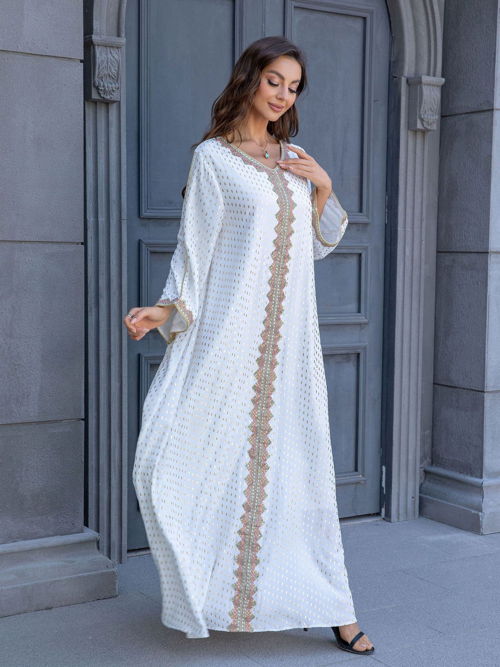Lace Tape V-Neck Kaftan