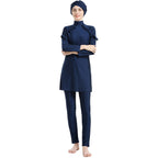 Blue Minimalist 3PCS Swimwear Burkini