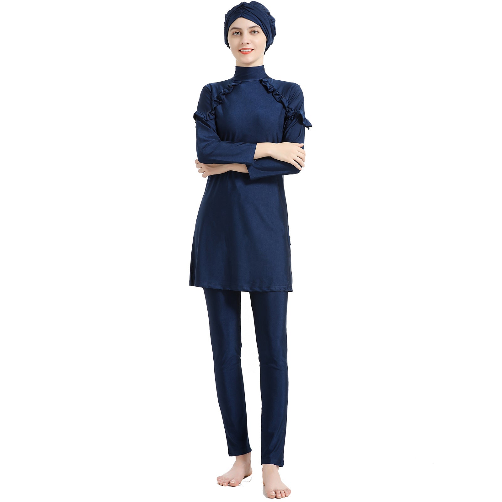 Blue Minimalist 3PCS Swimwear Burkini