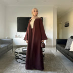 Solid Color Cardigan + Skirt 2PCS Abaya