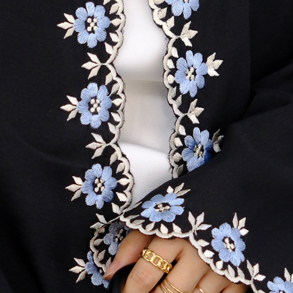 Lace Embroidery Open Abaya
