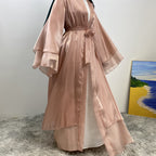 Shiny Satin Cardigan Abaya