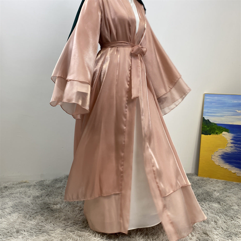 Shiny Satin Cardigan Abaya