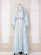 Fresh Lace Blue & Pink Abaya 3 Piece Set