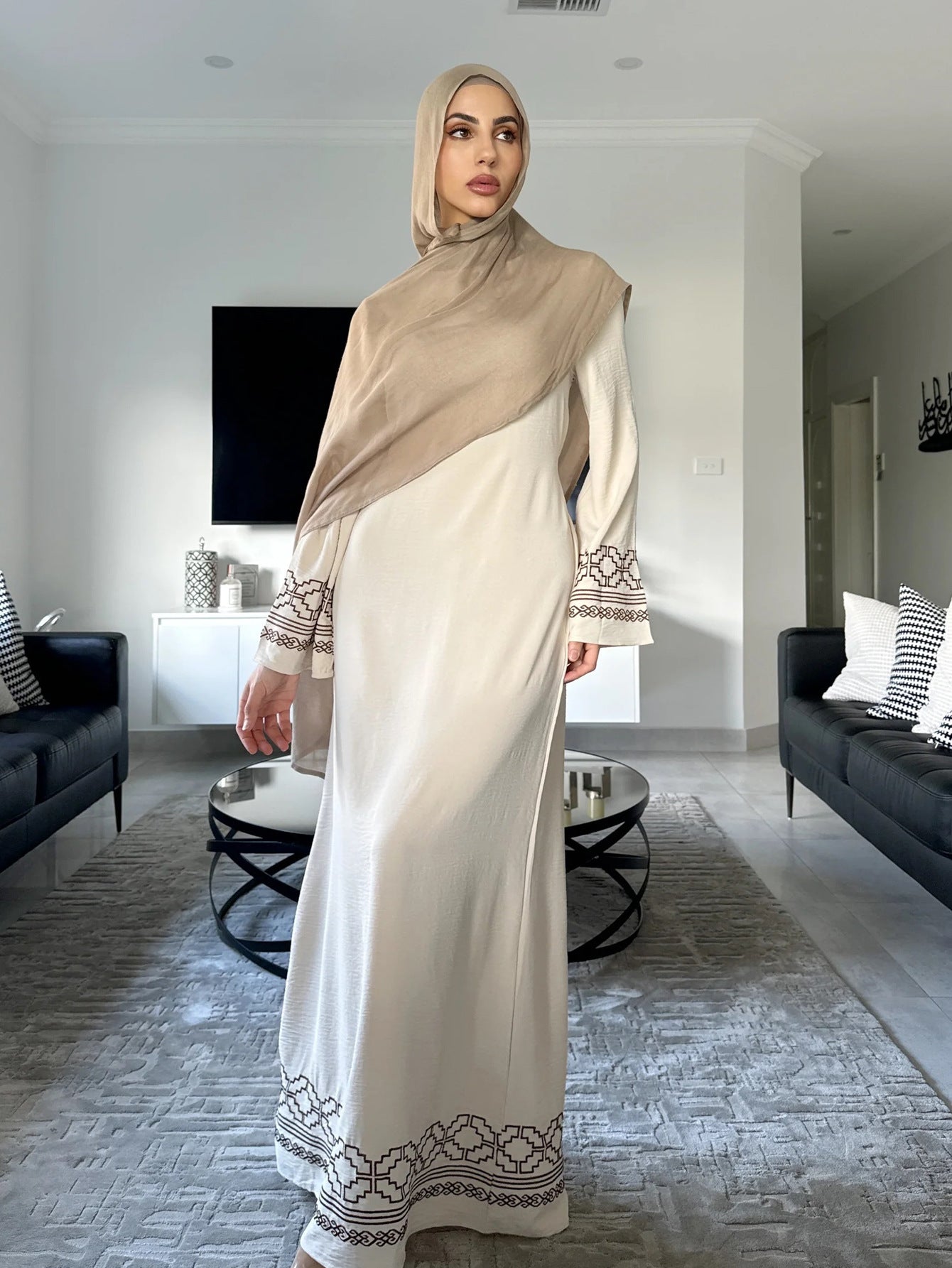 Embroidered Tassel Side Abaya
