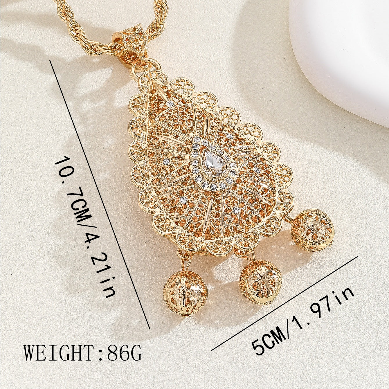 Teardrop Shaped Openwork Double Layers Pendant