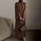 Round Neck Top & Pleated Skirt Set