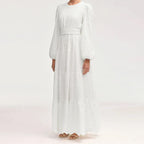 White Embroidered Floral Dress Abaya