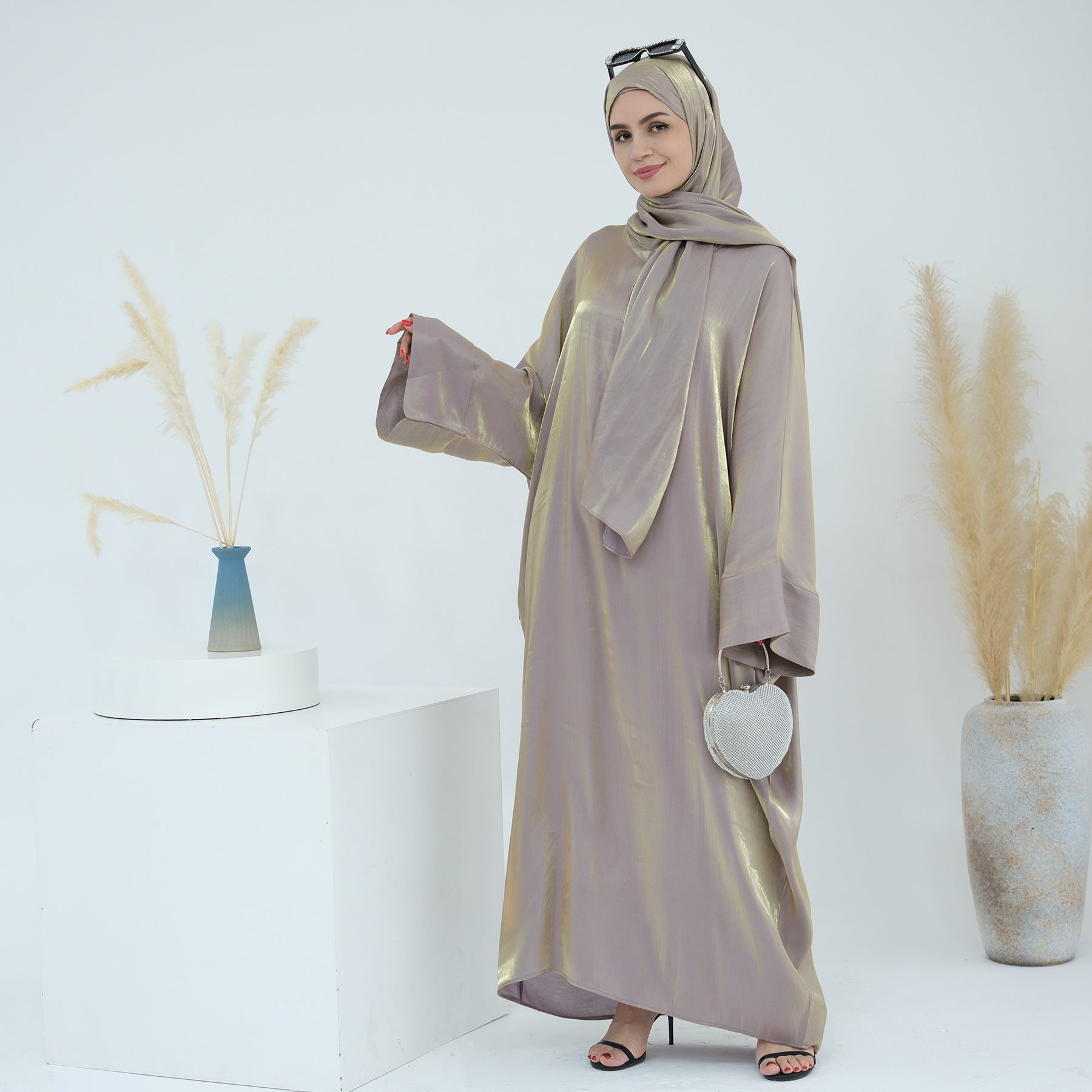 Elegant Glitter abayas Coffee / 1 Elegant Glitter abayas Coffee / 1