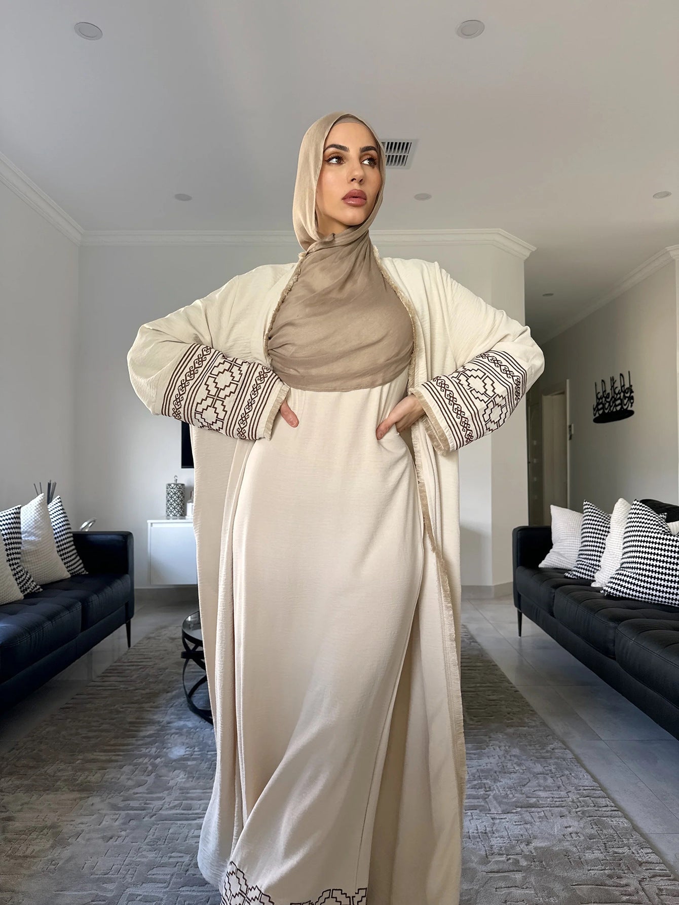 Embroidered Tassel Side Abaya