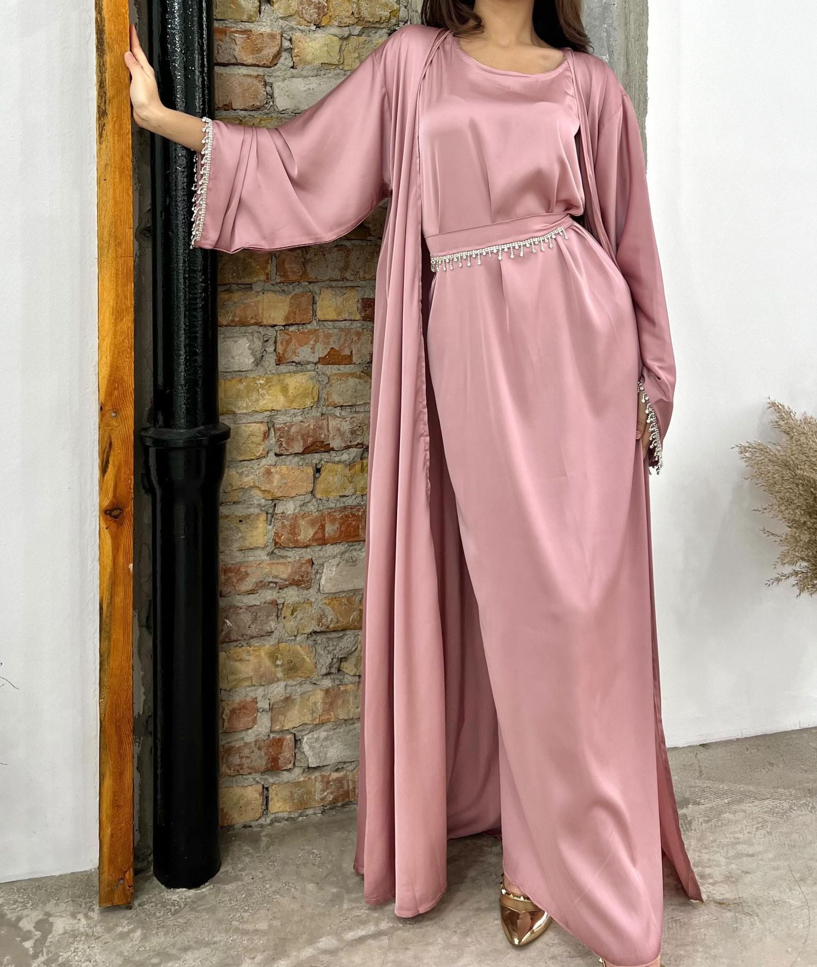 Bead Abayas with Crystal Chain