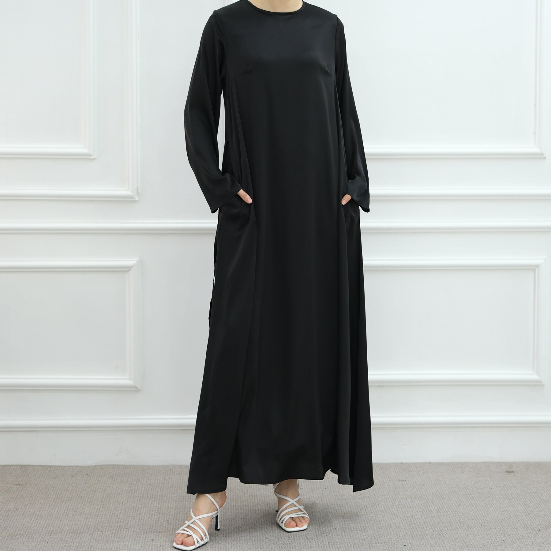 Solid Color Simple Dress Abaya