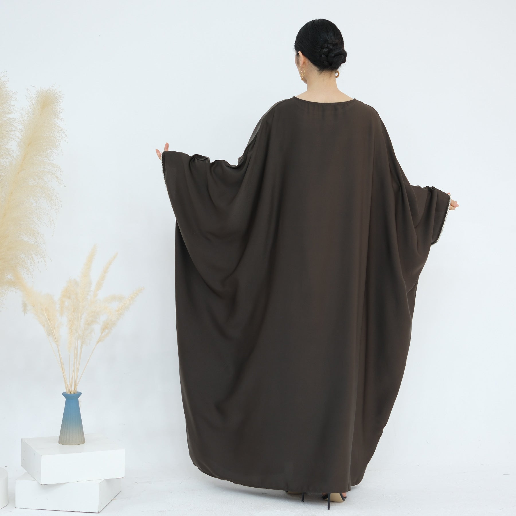 Fashion Satin  Butterfly Abaya